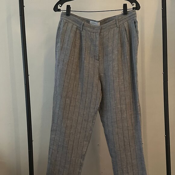 Gabriela Hearst Linen Pinstripe Tailored Pleated Pants — Size IT 42 (US 6) - Picture 1 of 8